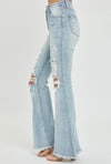 High Rise Distressed Flare Jean